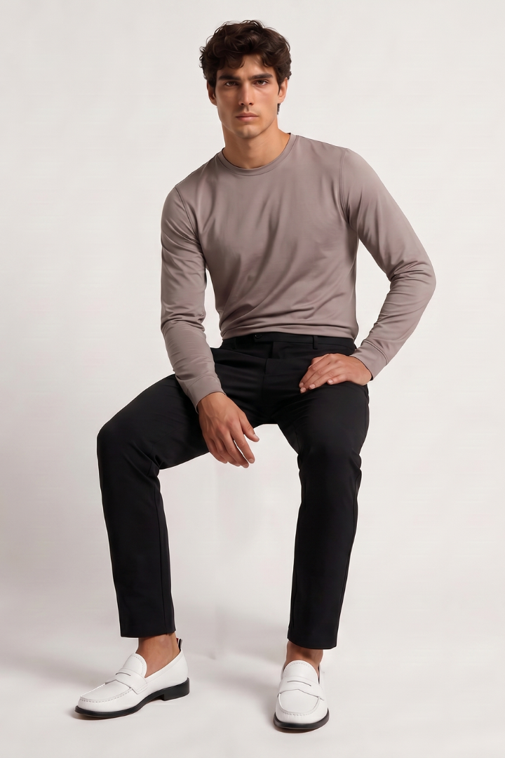 NOURÉ Taupe Brown Longsleeve T-Shirt