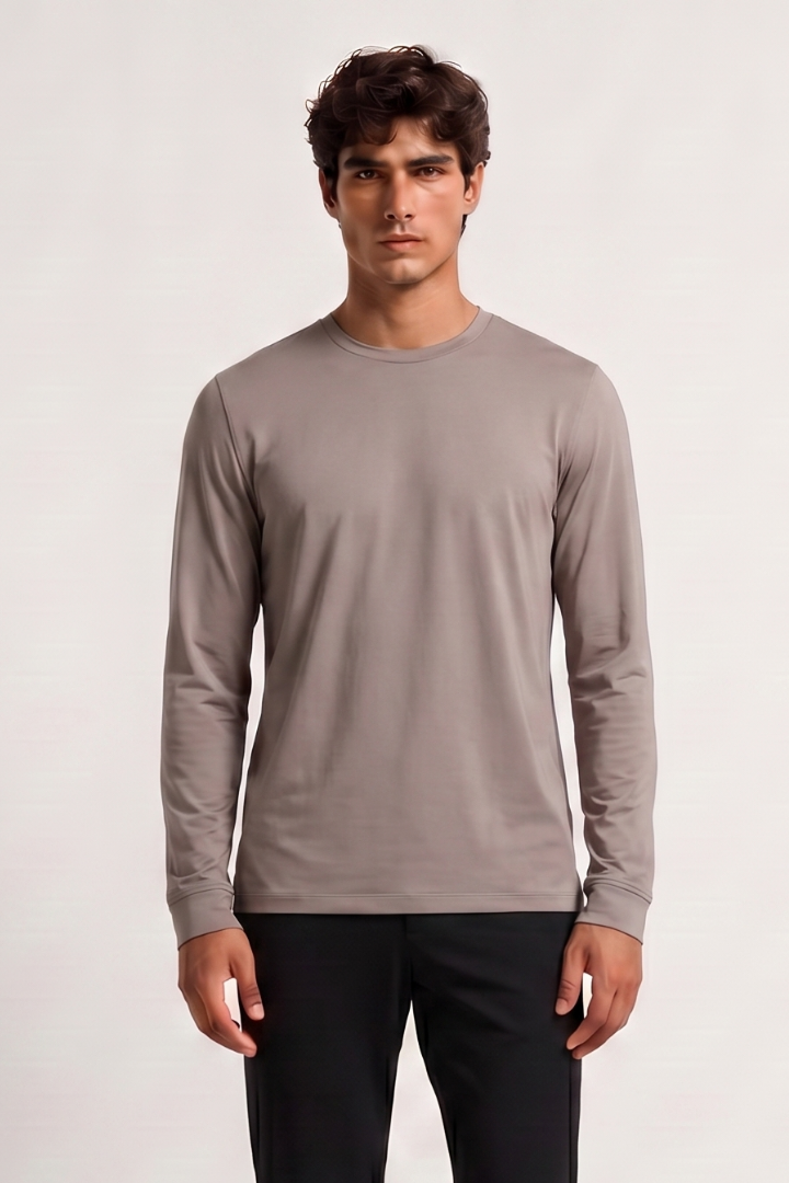 NOURÉ Taupe Brown Longsleeve T-Shirt