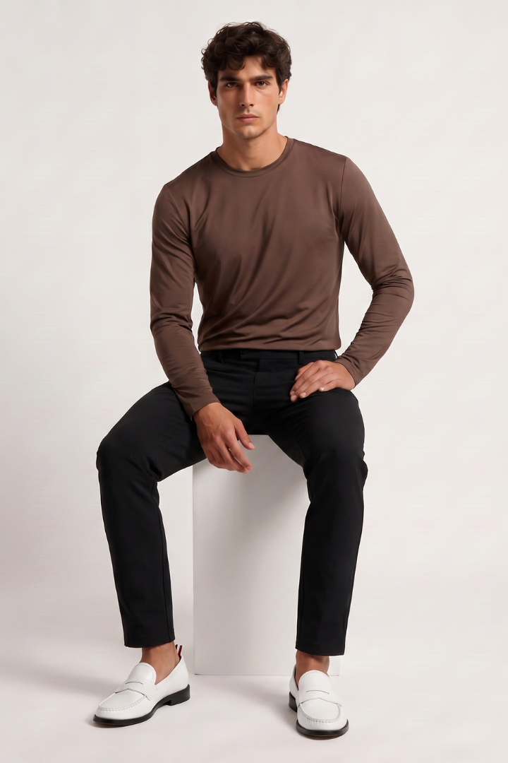 NOURÉ Mocha Brown Longsleeve T-Shirt
