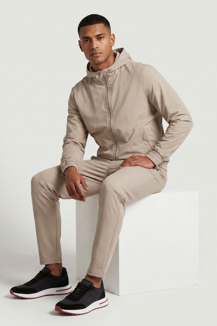 NOURÉ Light Beige Hooded Tech Suit