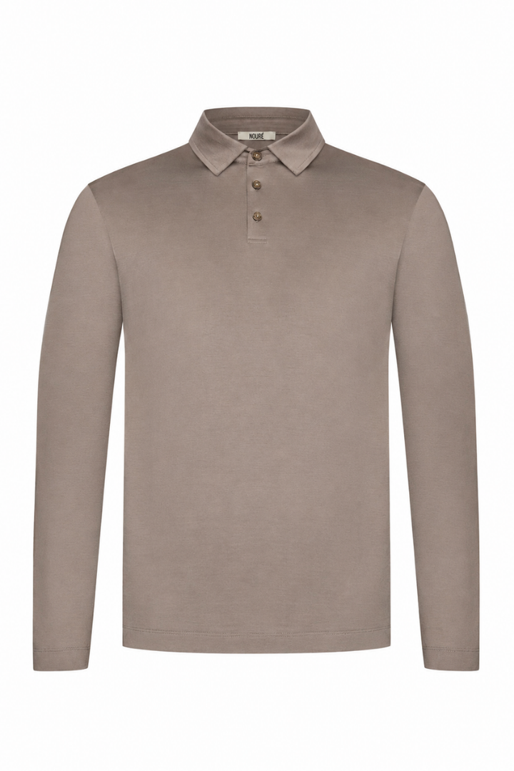 NOURÉ Desert Taupe Polo Shirt Long Sleeve