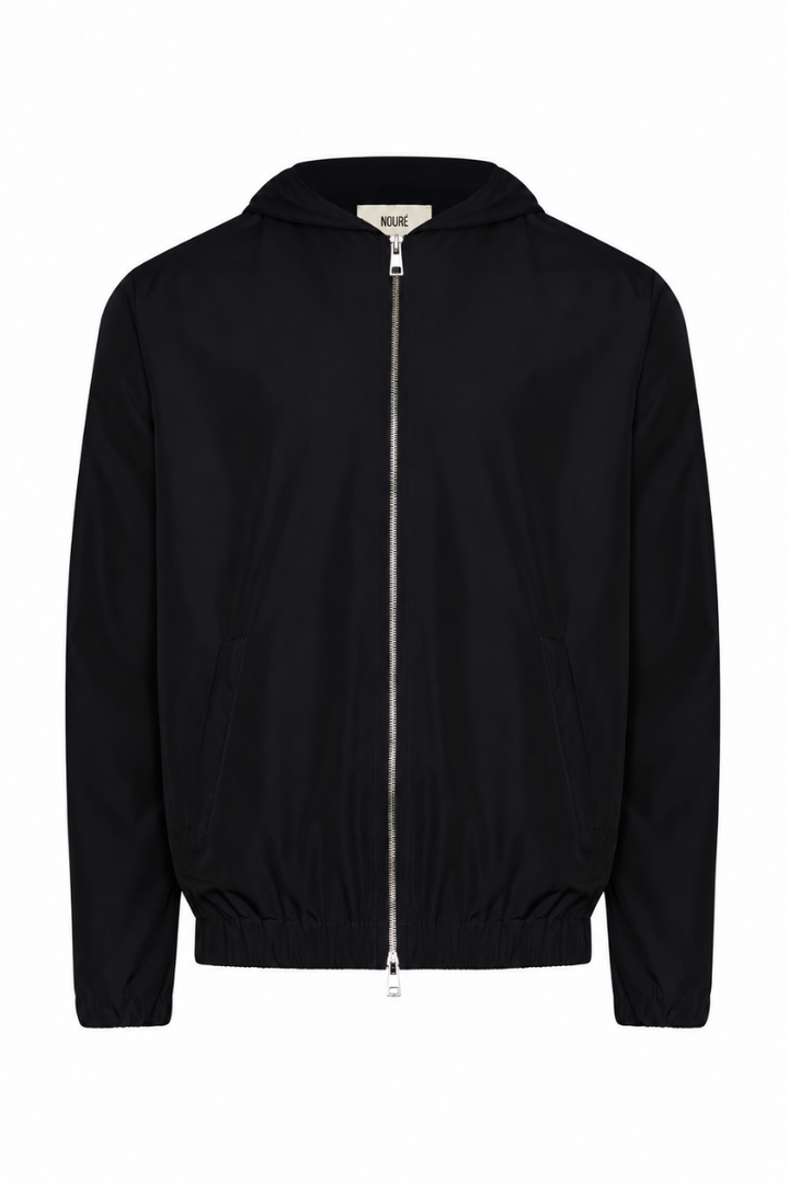 NOURÉ Onyx Black Hooded Blend Jacket