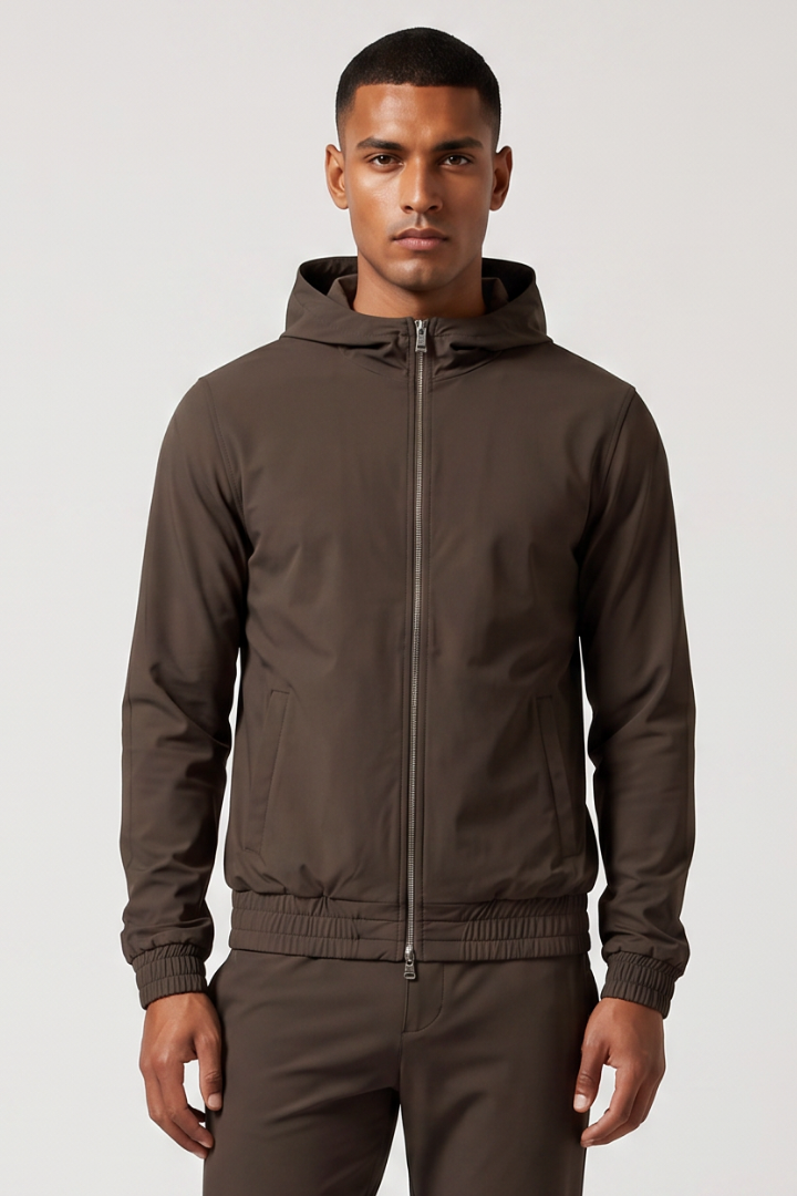 NOURÉ Mocha Brown Hooded Tech Suit