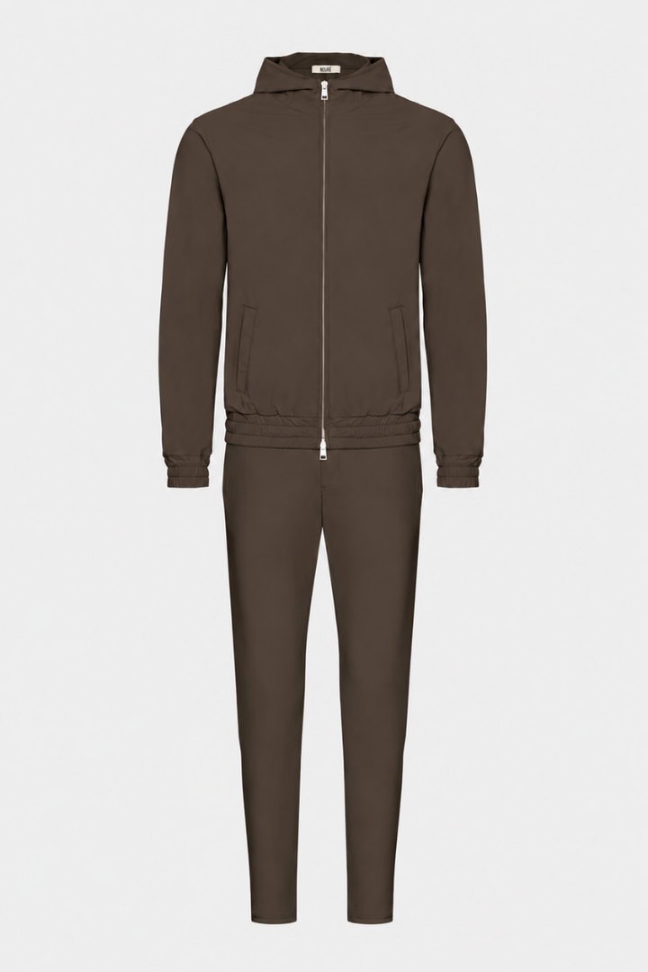 NOURÉ Mocha Brown Hooded Tech Suit