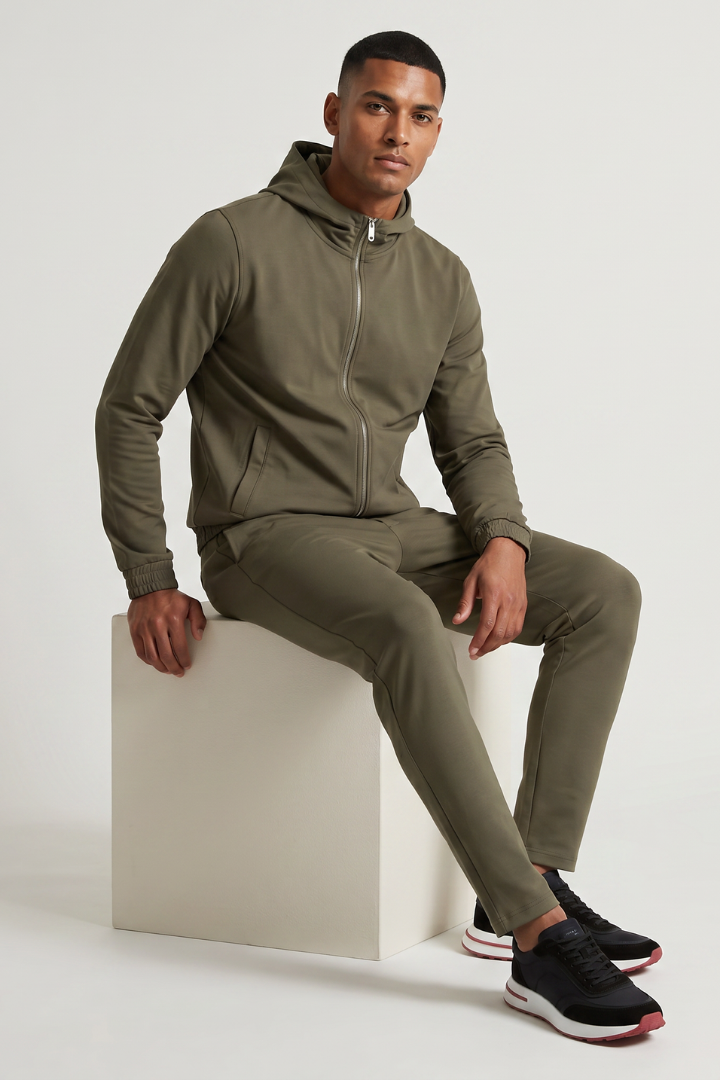 NOURÉ Dark Green Hooded Tech Suit