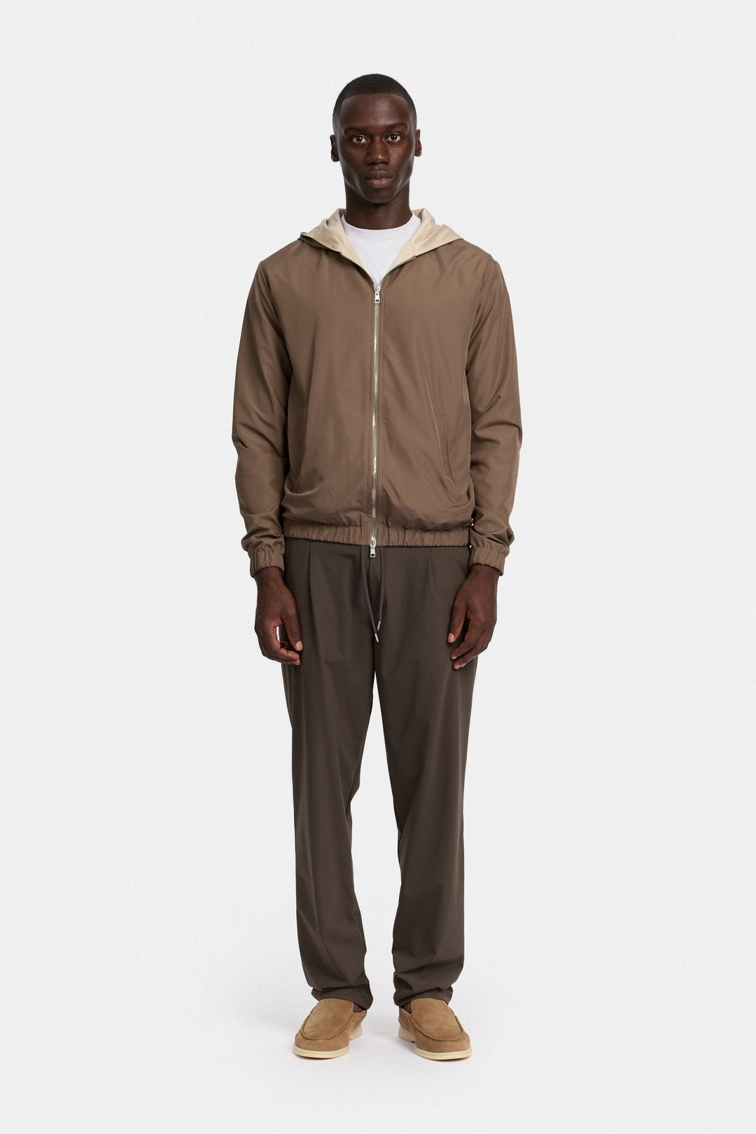 NOURÉ Desert Taupe Hooded Blend Jacket