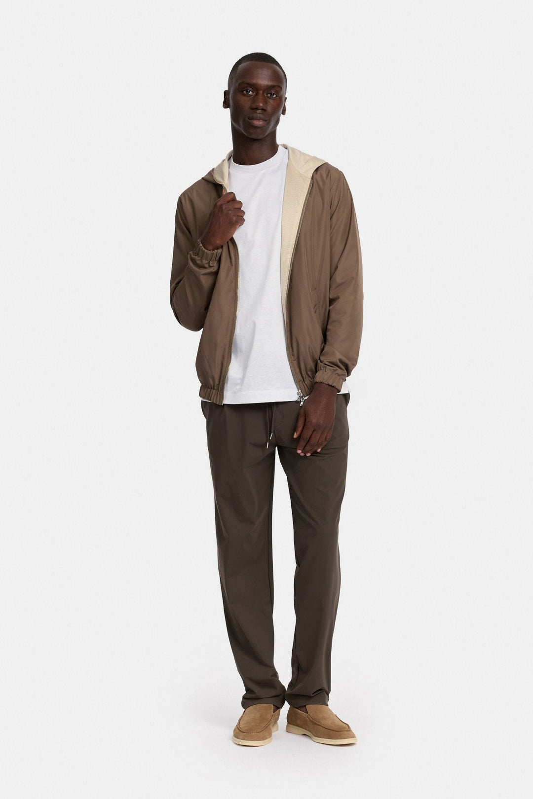 NOURÉ Desert Taupe Hooded Blend Jacket