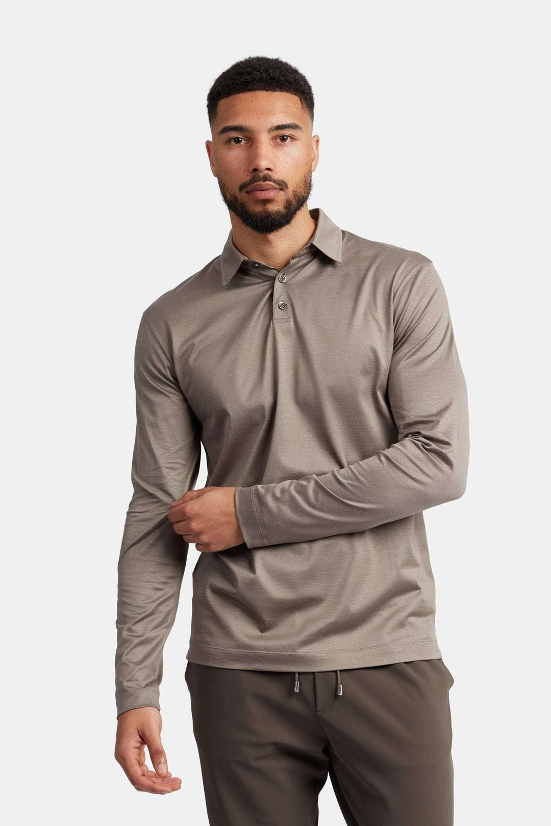 NOURÉ Desert Taupe Polo Shirt Long Sleeve