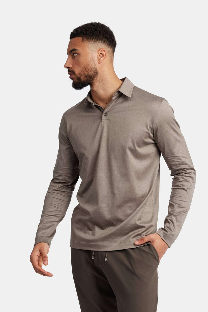 NOURÉ Desert Taupe Polo Shirt Long Sleeve
