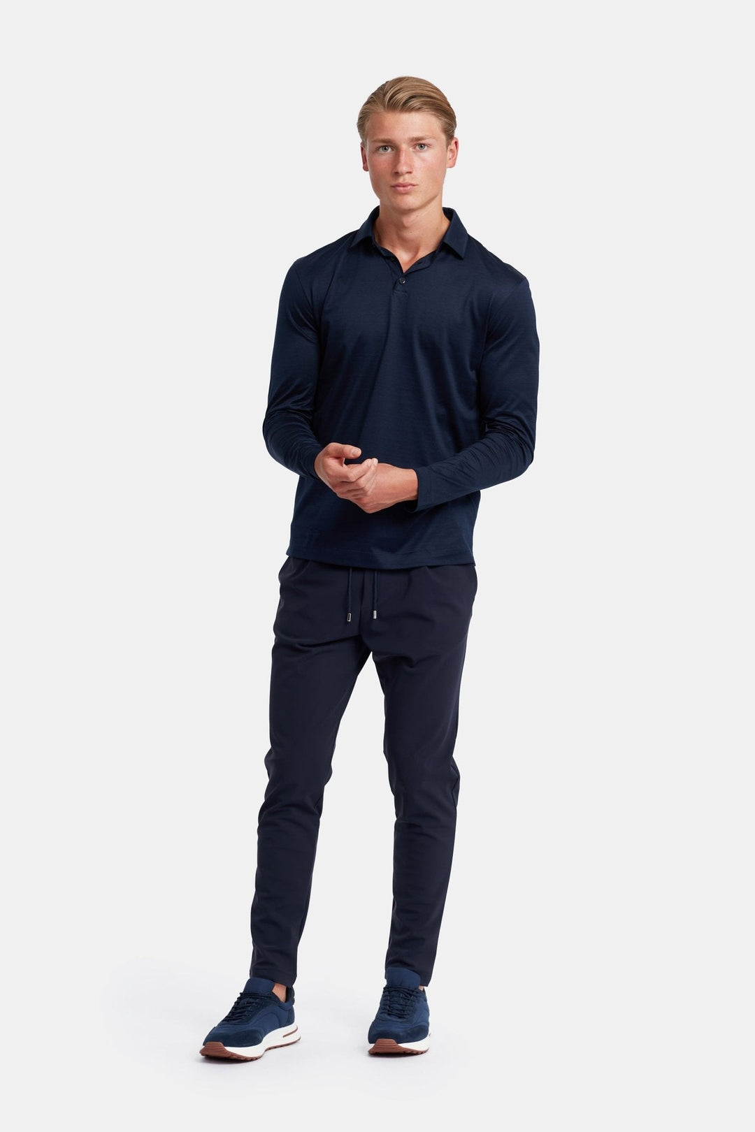 NOURÉ Midnight Blue Polo Shirt Long Sleeve