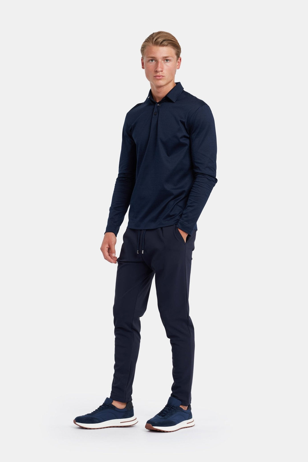 NOURÉ Midnight Blue Polo Shirt Long Sleeve