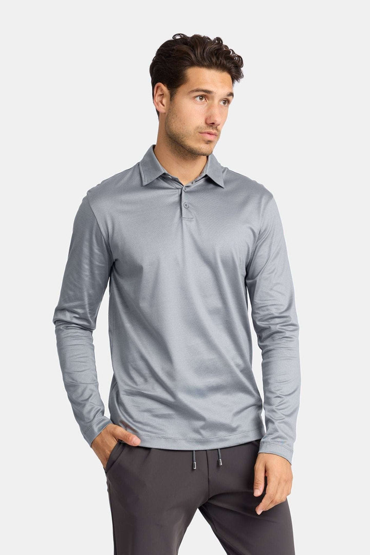 NOURÉ Mist Grey Polo Shirt Long Sleeve