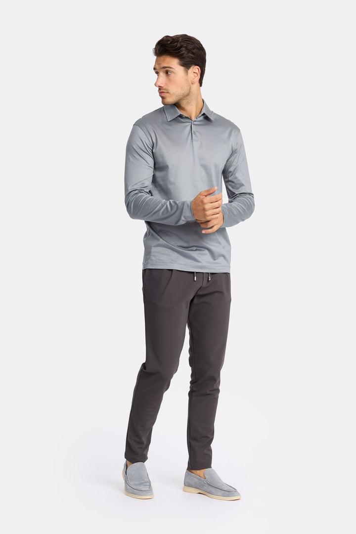 NOURÉ Mist Grey Polo Shirt Long Sleeve