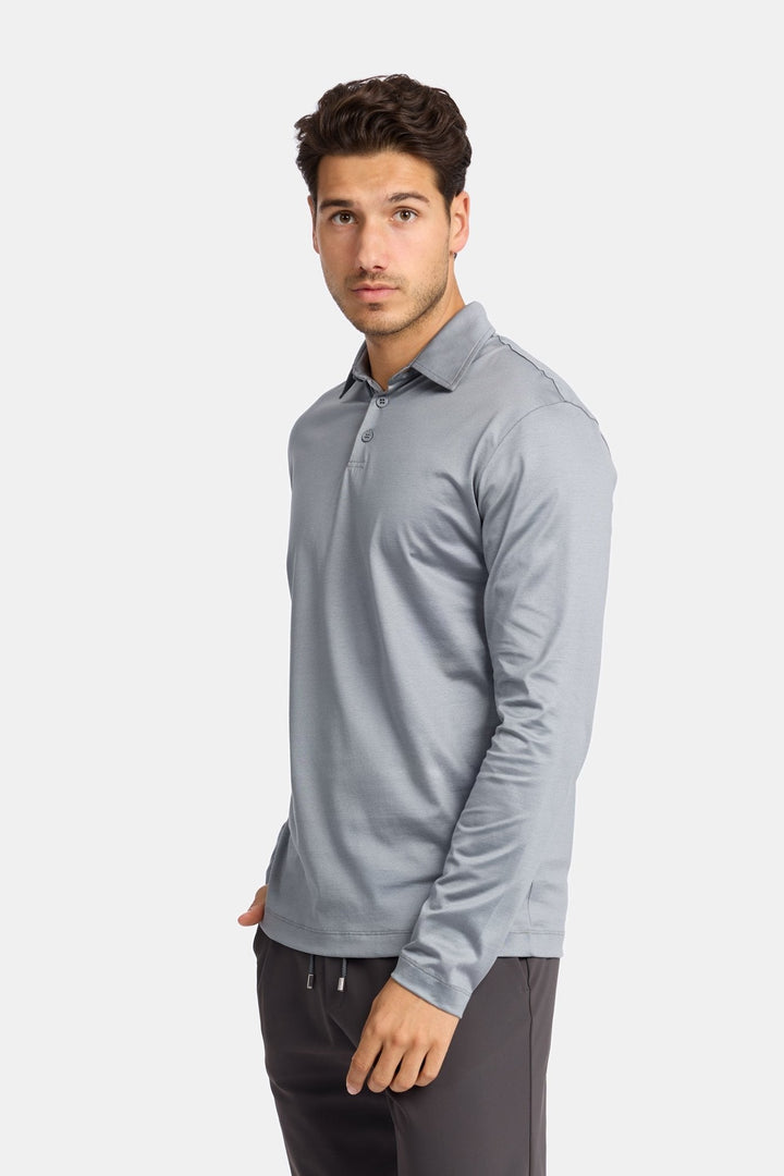 NOURÉ Mist Grey Polo Shirt Long Sleeve