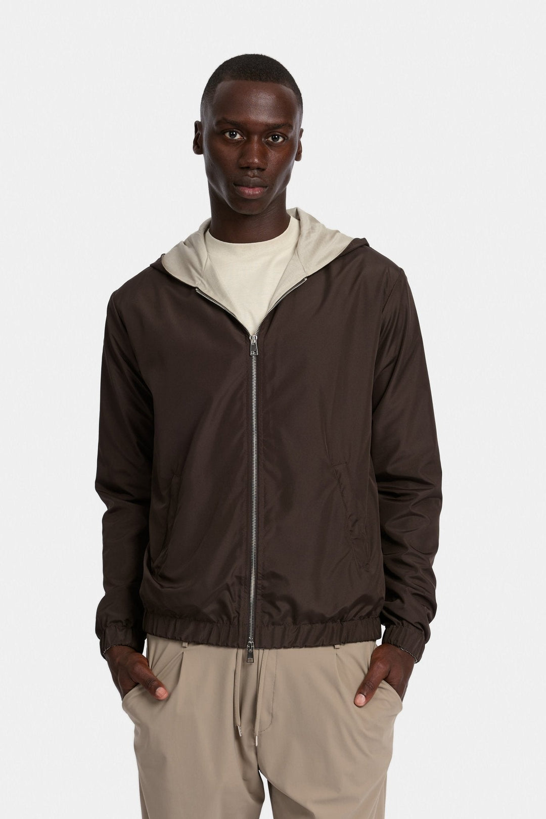 NOURÉ Mocha Brown Hooded Blend Jacket