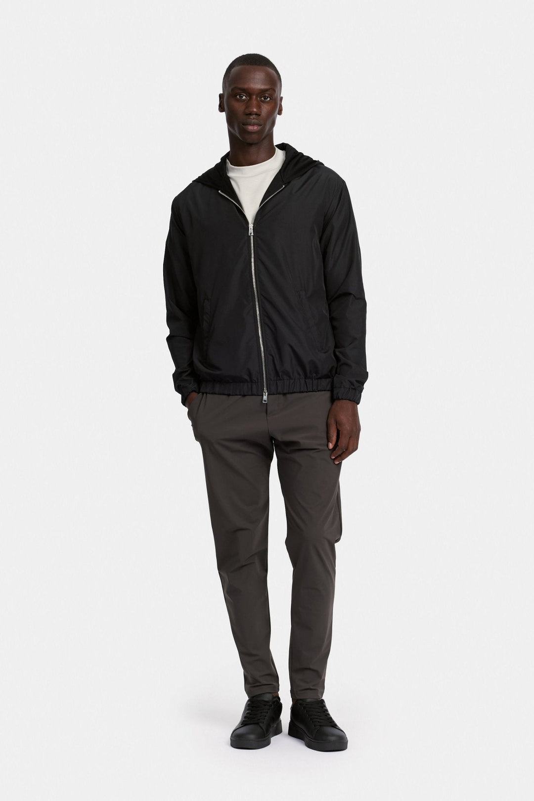 NOURÉ Onyx Black Hooded Blend Jacket