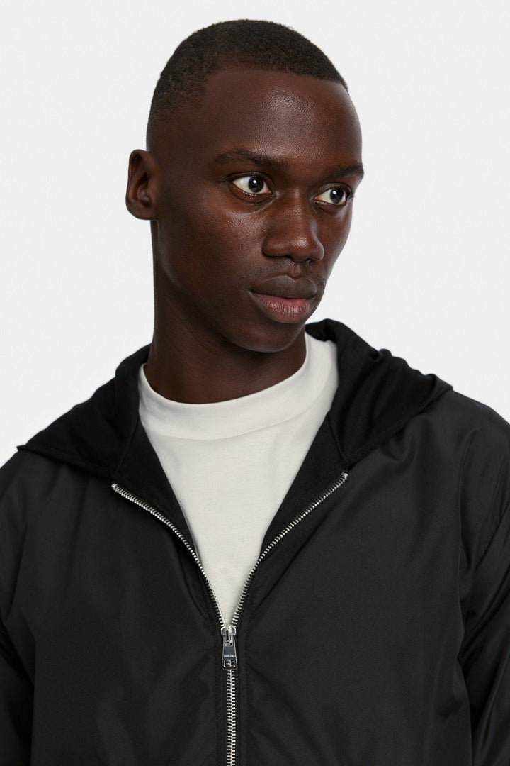 NOURÉ Onyx Black Hooded Blend Jacket