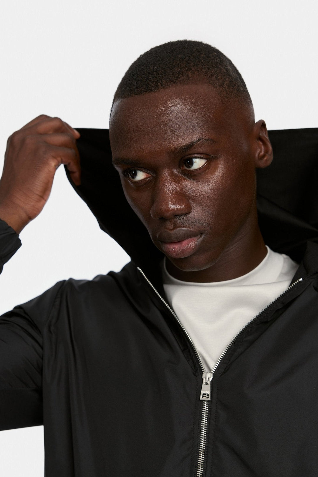 NOURÉ Onyx Black Hooded Blend Jacket