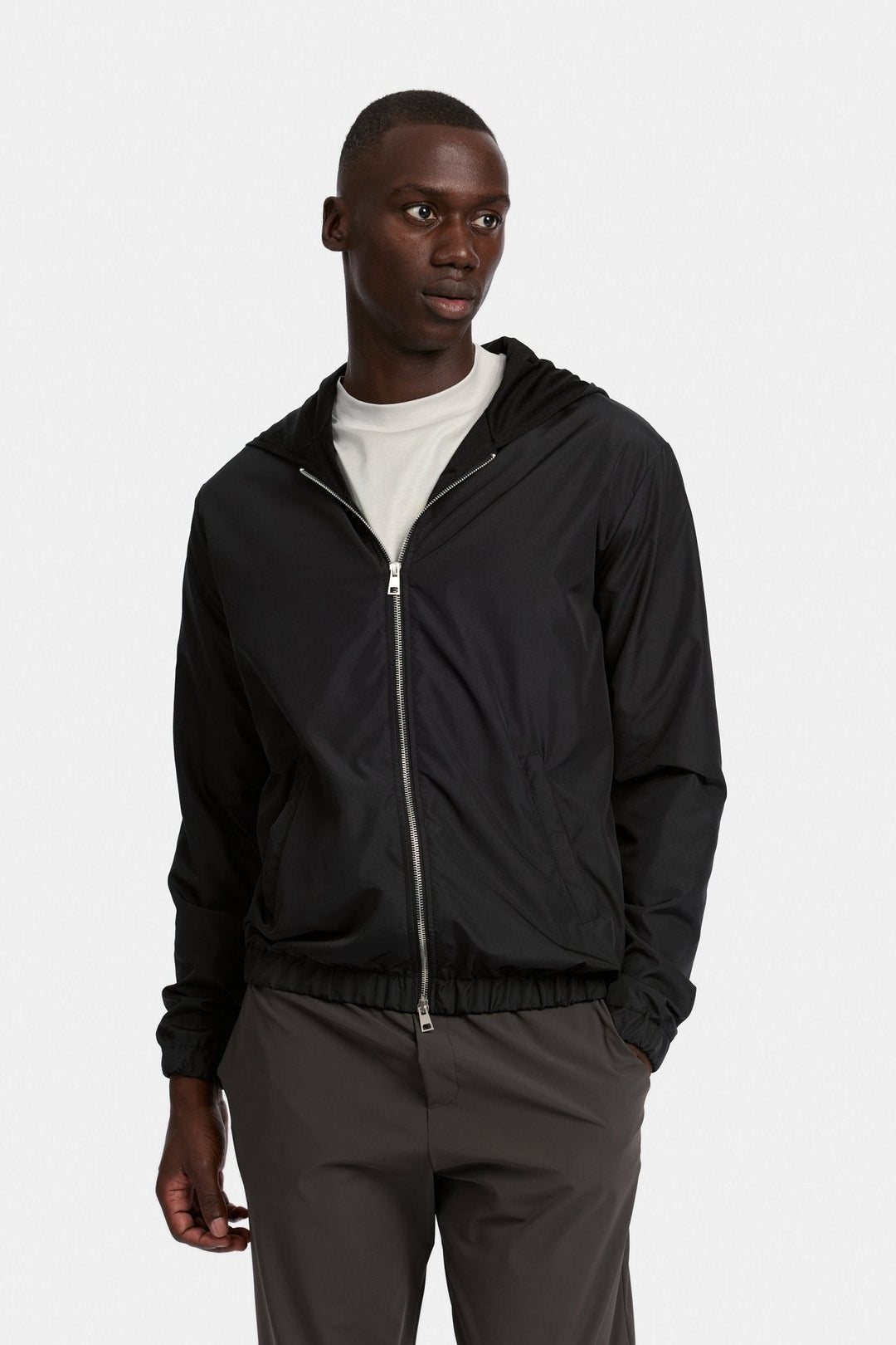 NOURÉ Onyx Black Hooded Blend Jacket